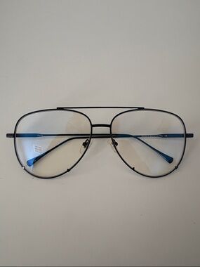 Aviator Blue-Templed Women's Glasses — Clear Lenses